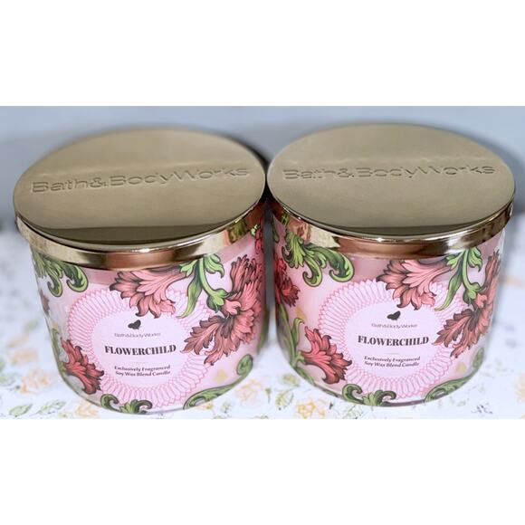 Lot of 2 Bath & Body Works Flowerchild Large 3-Wick Scented Candle 14.5oz - Picture 3 of 5